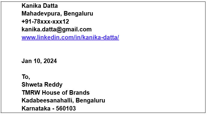 contact information example